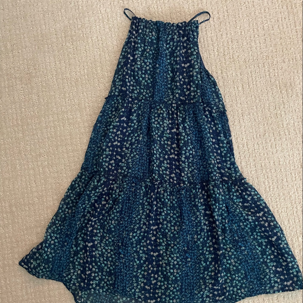 Charming Charlie Tiered Tiny Blue Floral Babydoll Dress